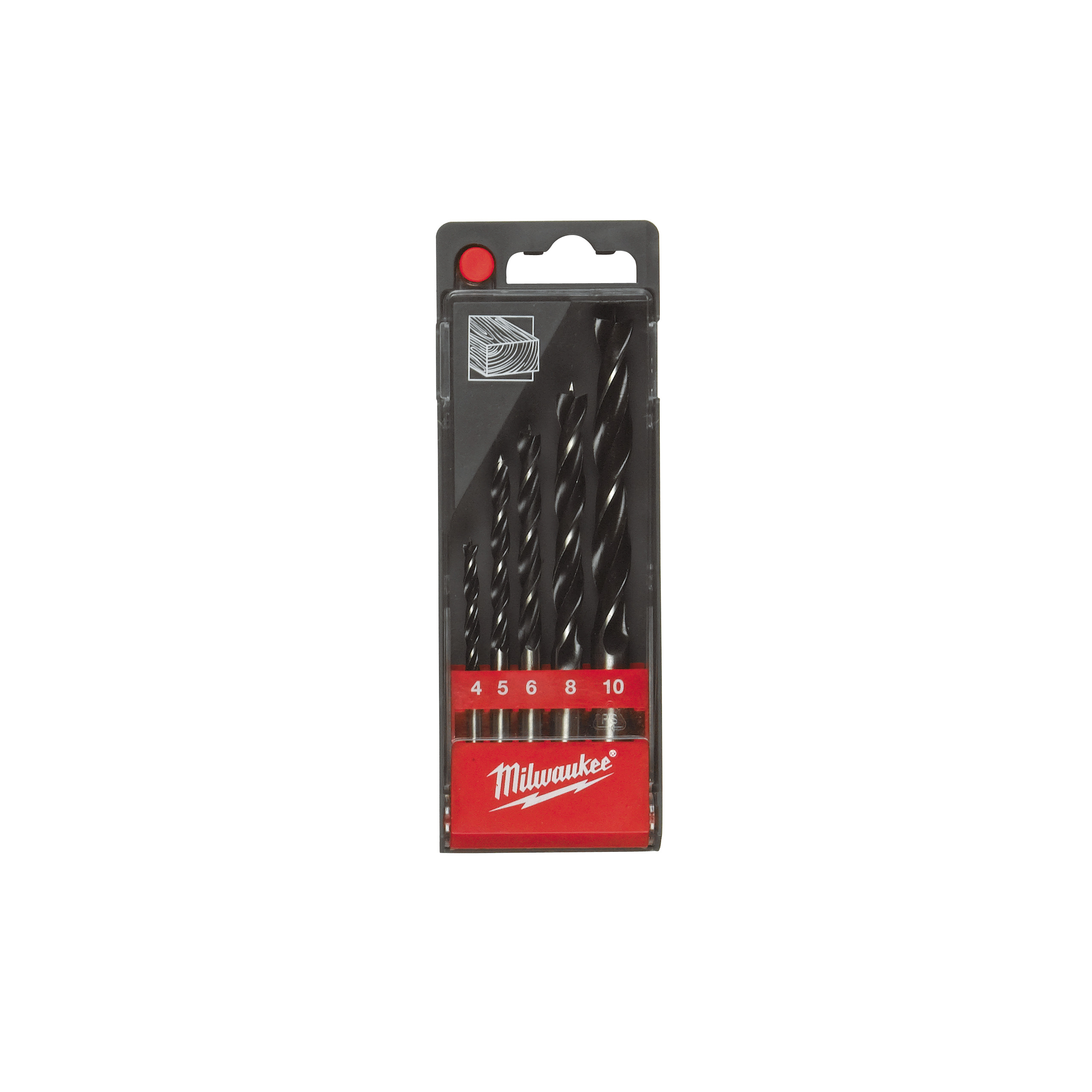 5-Piece Wood Drill Bit Set for Wood, 10mm Max, 4mm Min