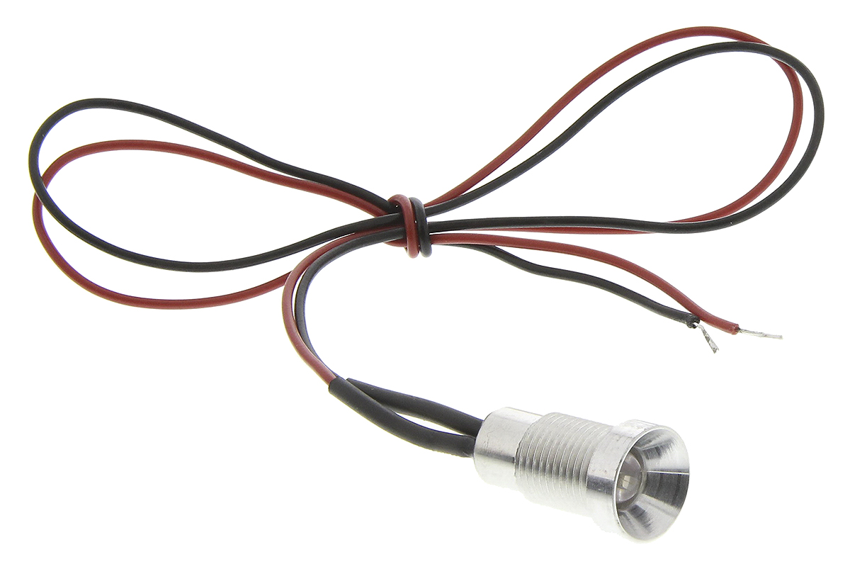 Oxley Yellow Panel Mount Indicator, 8mm Mounting Hole Size, Lead Wires Termination, IP68
