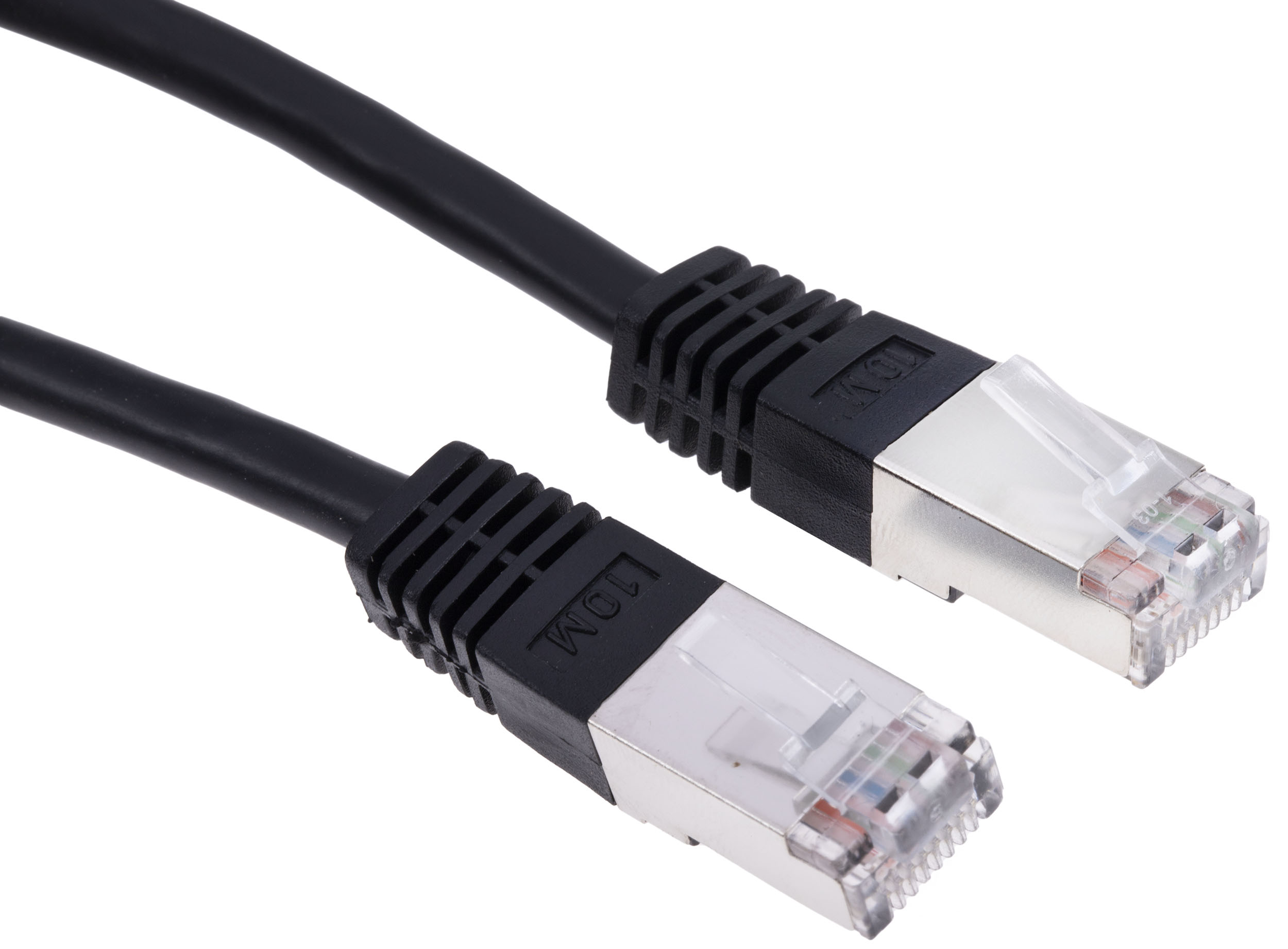 RS PRO, 10m Cat6, Black RJ45 to Male RJ45 Male, S/FTP Shielded, Terminated PVC Sheath