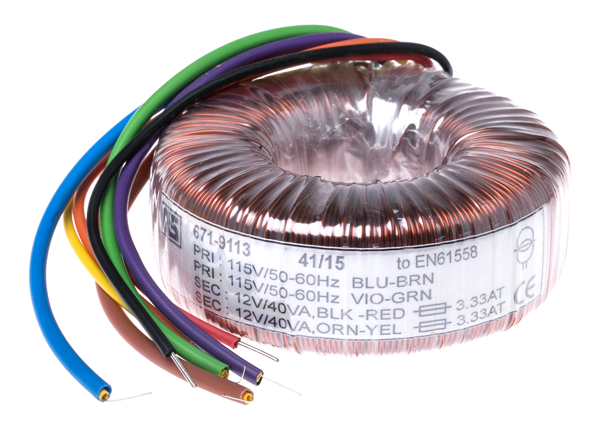 RS PRO 115 V ac, 230 V ac, 2 x 12V ac Toroidal Transformer, 80VA 2 Output