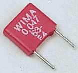 WIMA MKS2 Polyester Film Capacitor, 40 V ac, 63 V dc, ±10%, 33nF, Through Hole