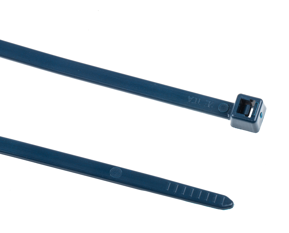 HellermannTyton Cable Tie, 390mm x 4.6 mm, Blue Metal Detectable, Pk-100
