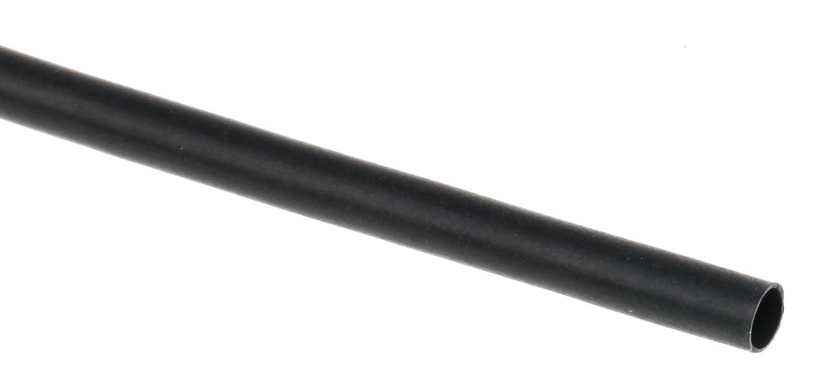 TE Connectivity Heat Shrink Tubing, Black 2.4mm Sleeve Dia. x 1.2m Length 2:1 Ratio, RNF-100 Series