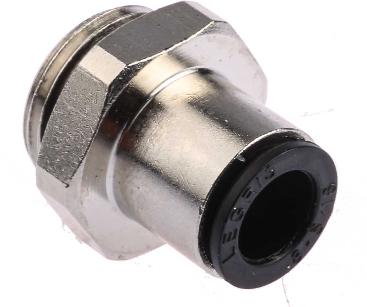 Legris LF3000 Series Straight Threaded Adaptor, G 3/8 Male to Push In 8 mm, Threaded-to-Tube Connection Style