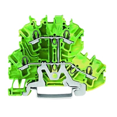 WAGO 2002-2207 TOPJOB S, 2002 Series Green/Yellow, 2.5mm², Double-Level, Push-In Cage Clamp Termination, ATEX, IECEx