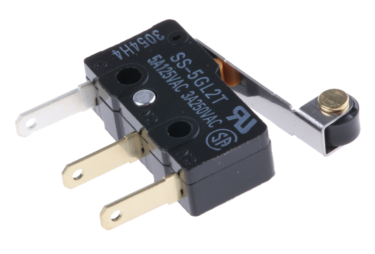 Omron Roller Lever Micro Switch, Tab Terminal, 5 A @ 125 V ac, SPDT, IP40
