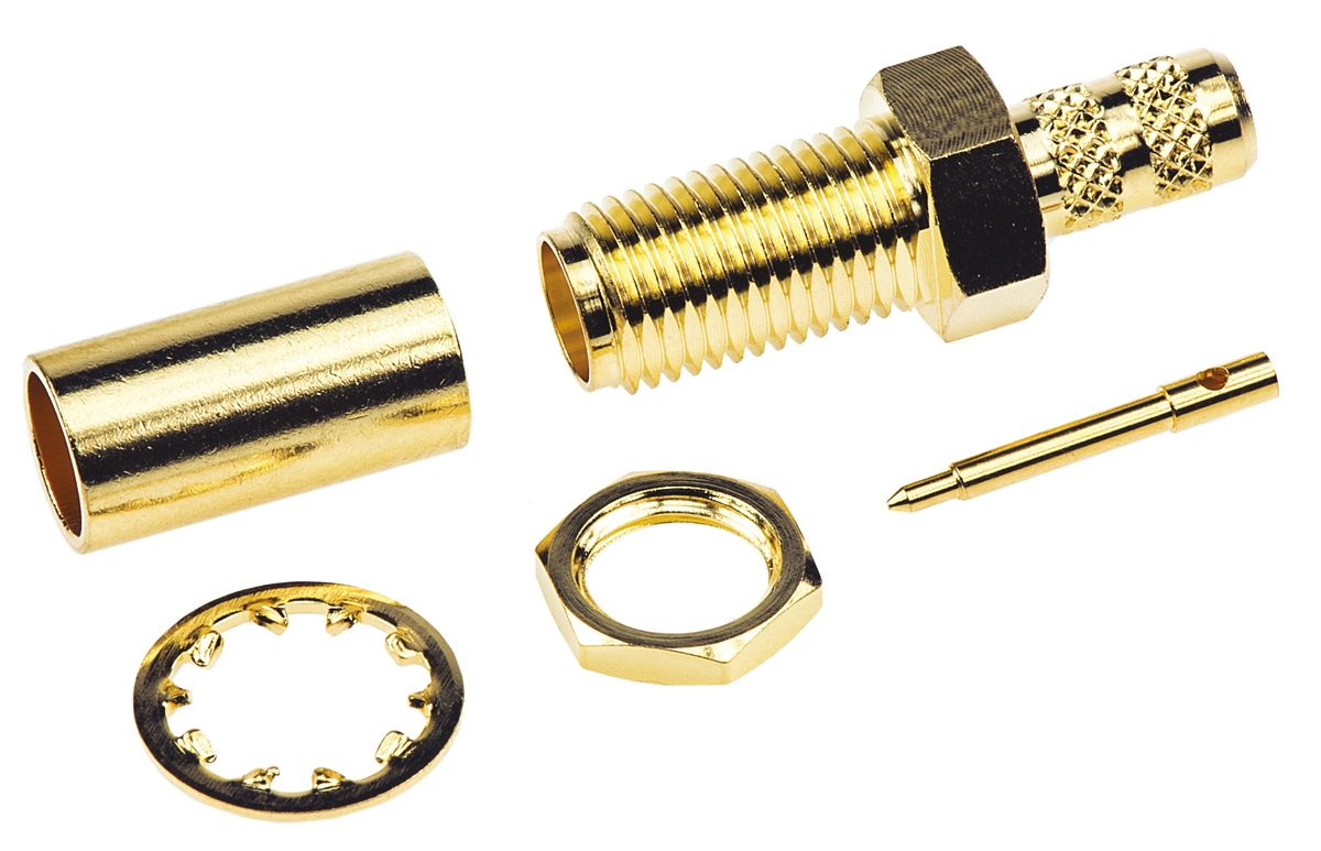Amphenol RF, Jack Panel Mount SMA Connector, 50Ω, Crimp Termination, Straight Body