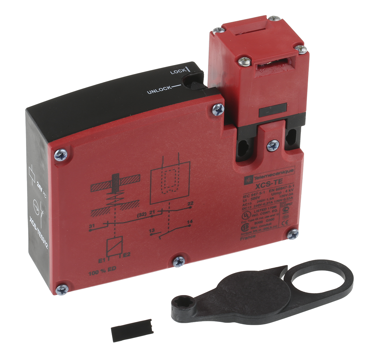 Telemecanique Sensors XCS-TE Series Solenoid Interlock Switch, Power to Unlock, 24V ac/dc