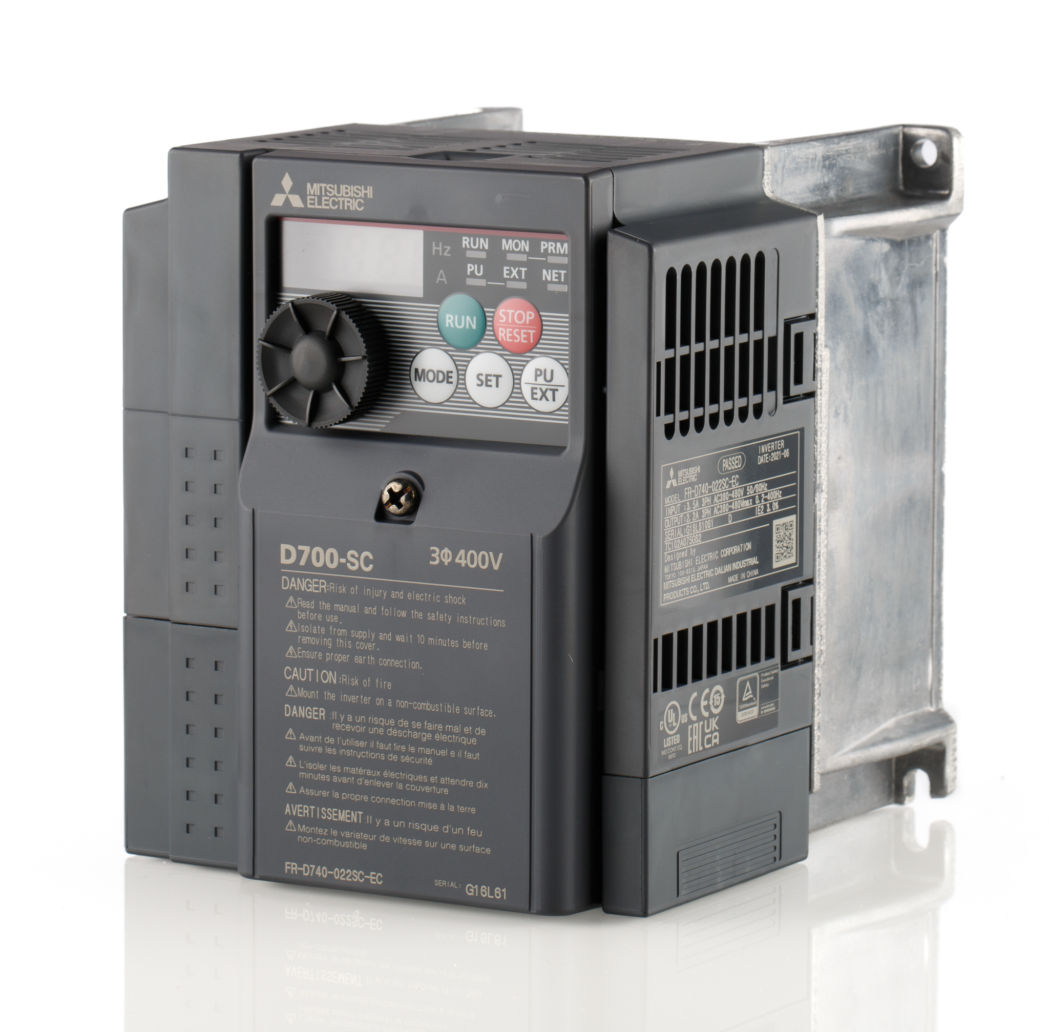Mitsubishi Electric Inverter Drive, 1.5 kW, 3 Phase, 400 V ac, 3.6 A, FR-D740 Series