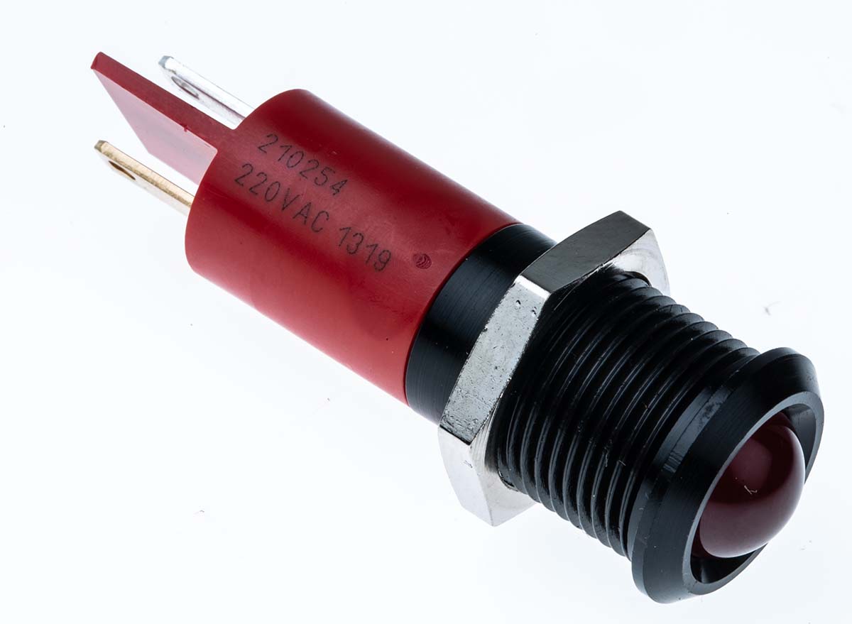 RS PRO Red Panel Mount Indicator, 230V ac, 14mm Mounting Hole Size, IP67