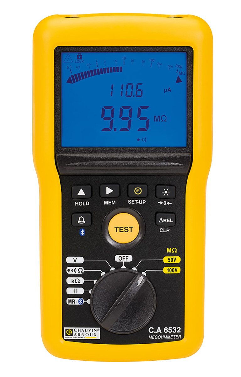 Chauvin Arnoux CA 6532 Insulation & Continuity Tester, 50V Min, 100V Max, 20GΩ Max, CAT IV - RS Calibration