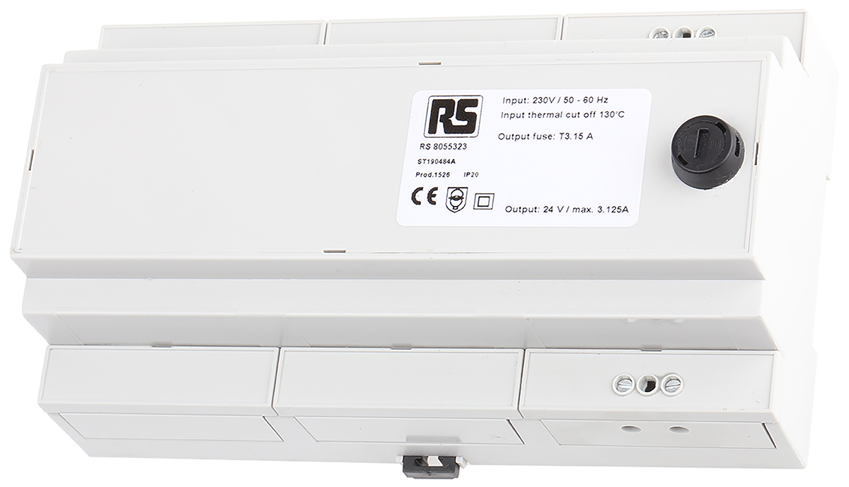 RS PRO 75VA DIN Rail Transformer, IEC 61558-2-6, 230V ac Primary, 24V ac Secondary