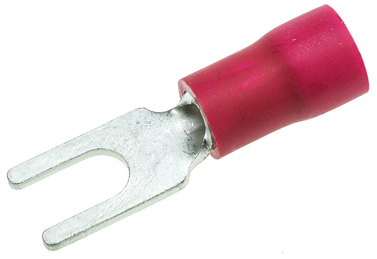 JST FVWS1.25 Insulated Crimp Spade Connector, 0.2mm² to 1.65mm², 22AWG to 16AWG, 3.2mm Stud Size Vinyl, Red