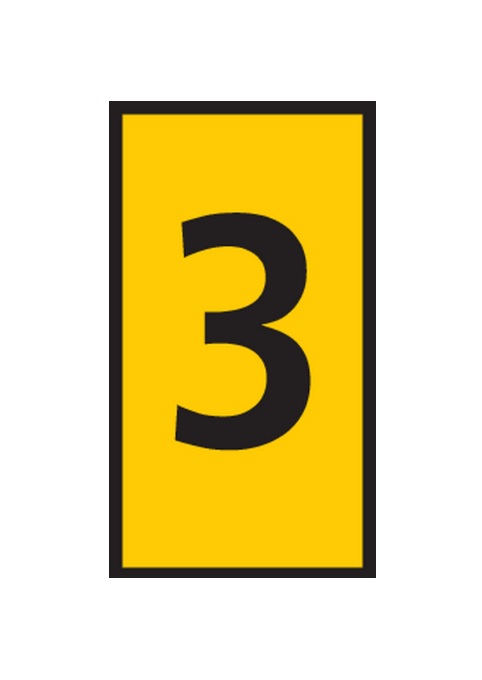 HellermannTyton WIC Snap On Clip On Cable Marker, Yellow, Pre-printed "3", 2.8 → 3.8mm Cable, for Cables and