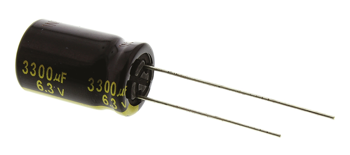 Panasonic 3300μF Aluminium Electrolytic Capacitor 6.3V dc, Radial, Through Hole - EEUFM0J332