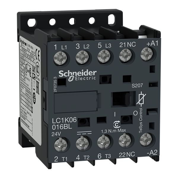 Schneider Electric TeSys TeSyS K Contactor, 24 V Coil, 3-Pole, 12 A, 3 kW, 3NO, 24 V