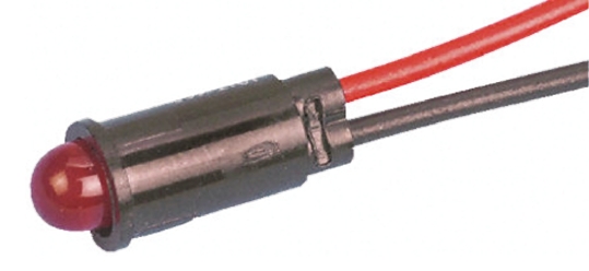 Dialight Red Panel Mount Indicator, 1.9V dc, 6.4mm Mounting Hole Size, Lead Wires Termination