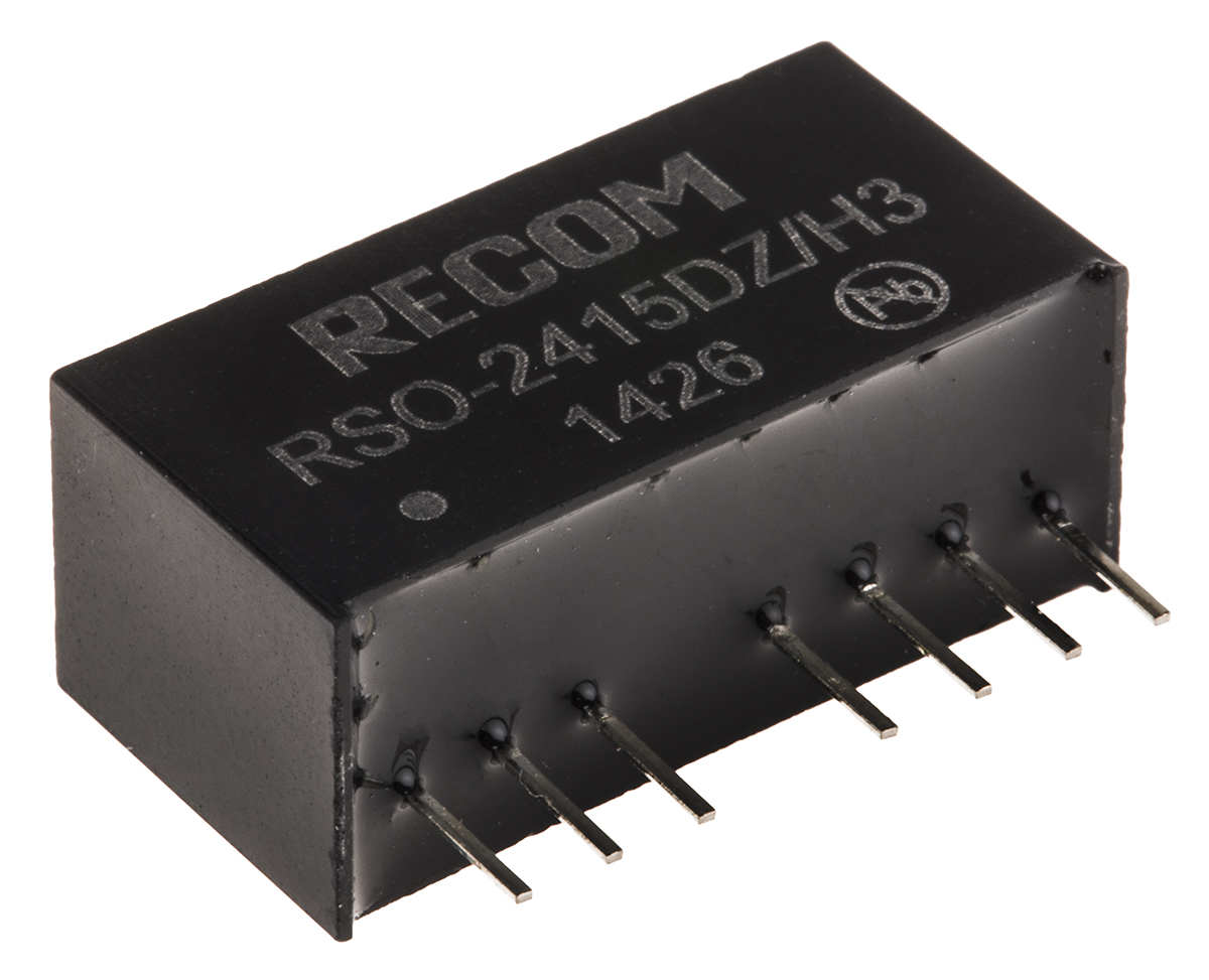 Recom RSO DC-DC Converter, ±15V dc/ ±34mA Output, 9 → 36 V dc Input, 1W, Through Hole, +85°C Max Temp -40°C Min