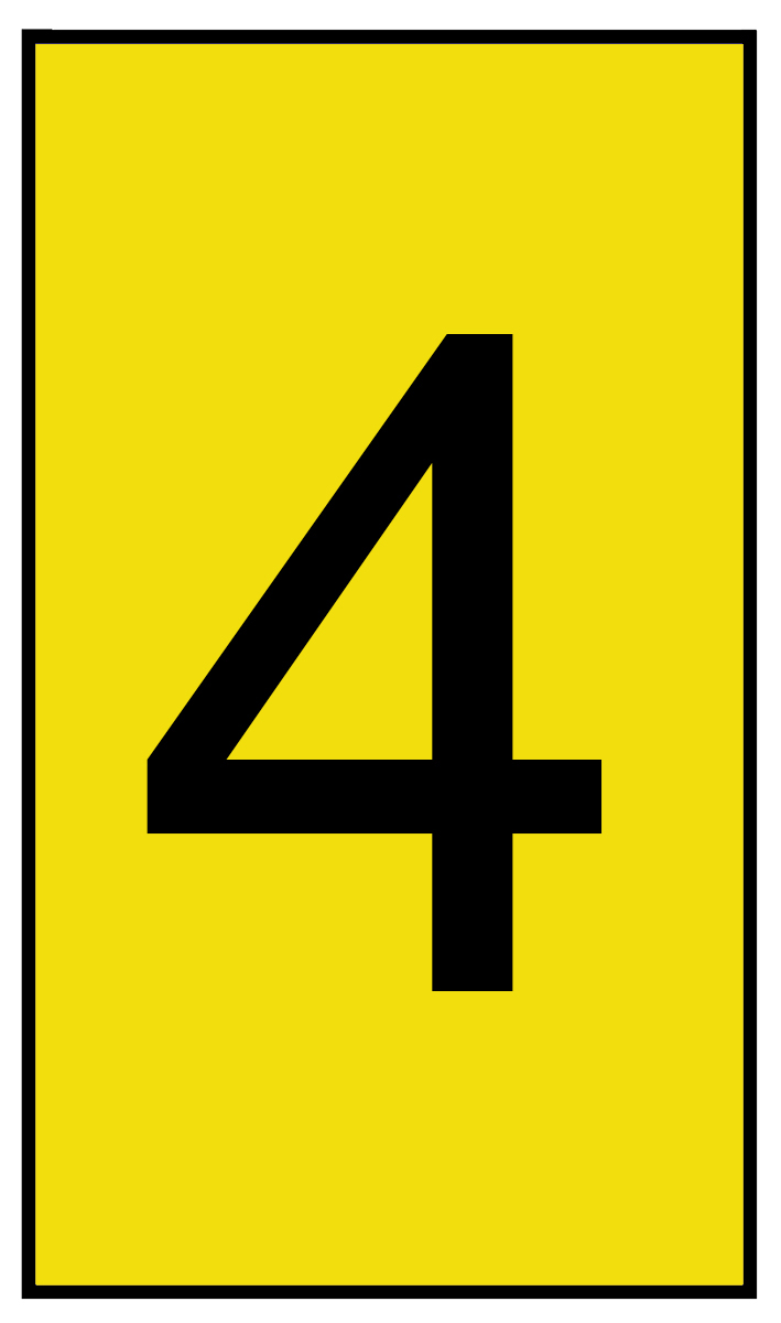 HellermannTyton Ovalgrip Slide On Cable Markers, Black on Yellow, Pre-printed "4", 1.8 → 3.6mm Cable, 901-10620