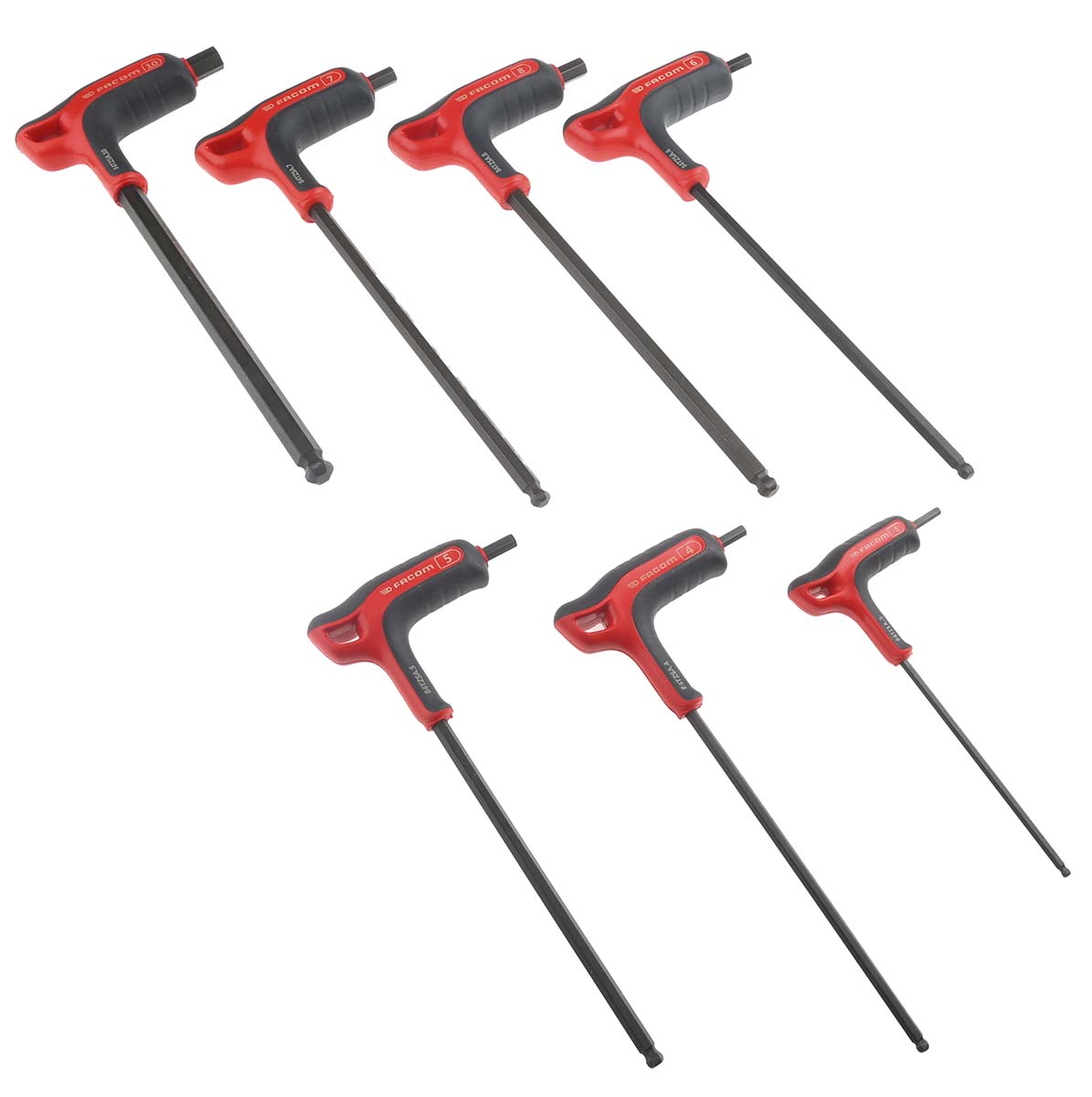 Facom 7 piece T Shape Metric Hex Key Set, 3 - 4 - 5 - 6 - 7 - 8 - 9 - 10mm