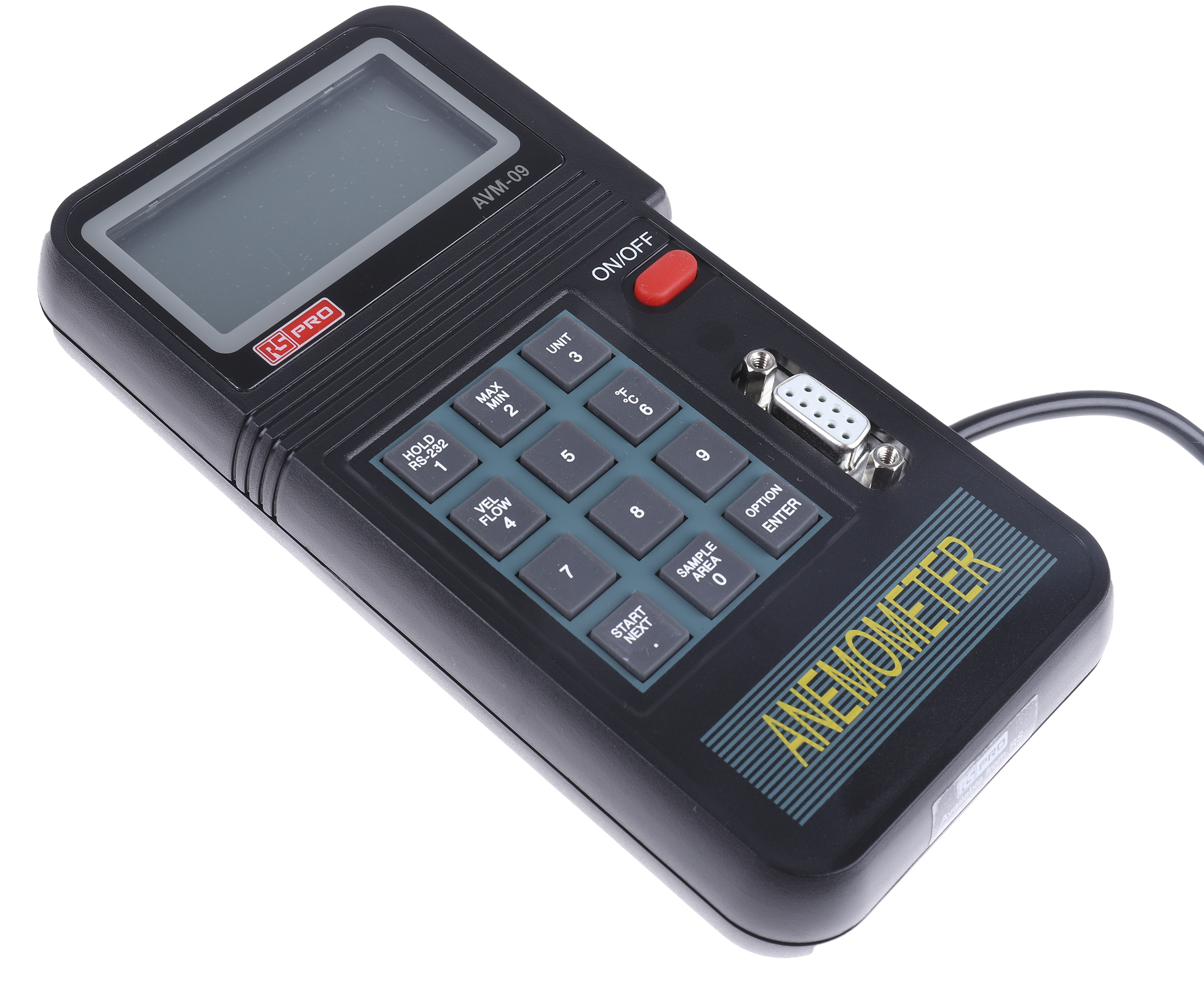 RS PRO AVM-09 Vane Anemometer, 45m/s Max, Measures Air Velocity, Temperature