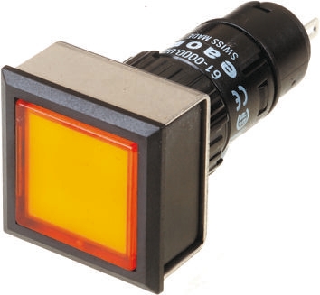EAO, 61, Panel Mount Yellow LED Pilot Light, IP65, Square