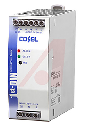 Cosel KHEA240F Switched Mode DIN Rail Power Supply, 88 → 264 V ac / 120 → 370V dc ac, dc Input, 24V dc dc