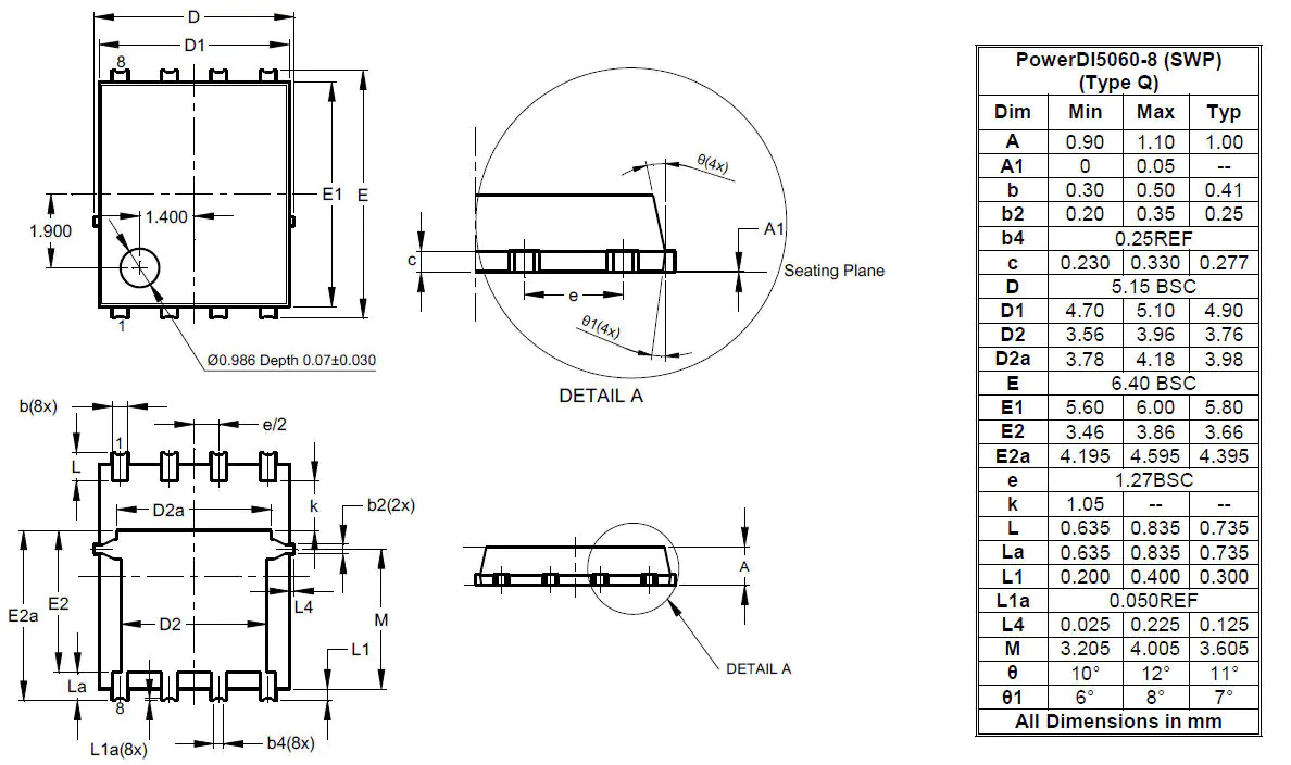 DiodesZetex Type P-Channel MOSFET, 10.7 A, 12 V Enhancement, 8-Pin PowerDI5060-8 DMPH33M8SPSWQ-13
