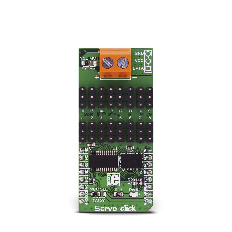MikroElektronika Servo Click Board PWM Controller for PCA9685 for Movie or Theater Industry (animatronics), Robotics, RC