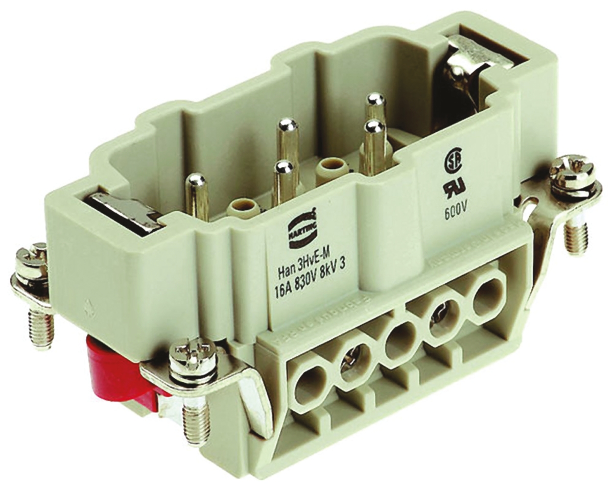 HARTING Heavy Duty Power Connector Insert, 16A, Male, Han Hv E Series, 3 Contacts