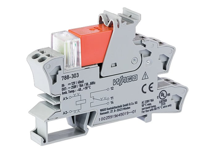 WAGO 788 Series Relay Module, DIN Rail Mount, 12V dc Coil, SPDT, 1-Pole, 16A Load