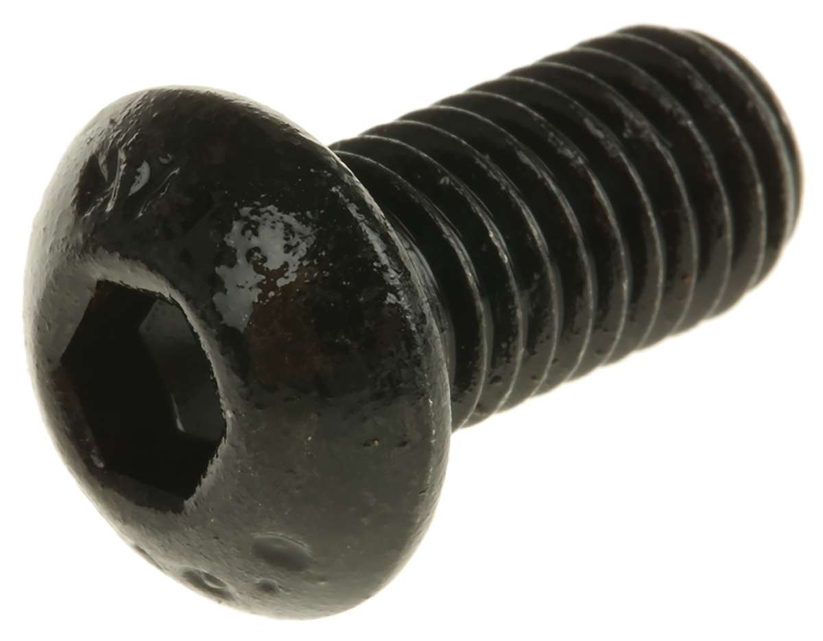 RS PRO Black, Self-Colour Steel Hex Socket Button Screw, ISO 7380, M8 x 16mm