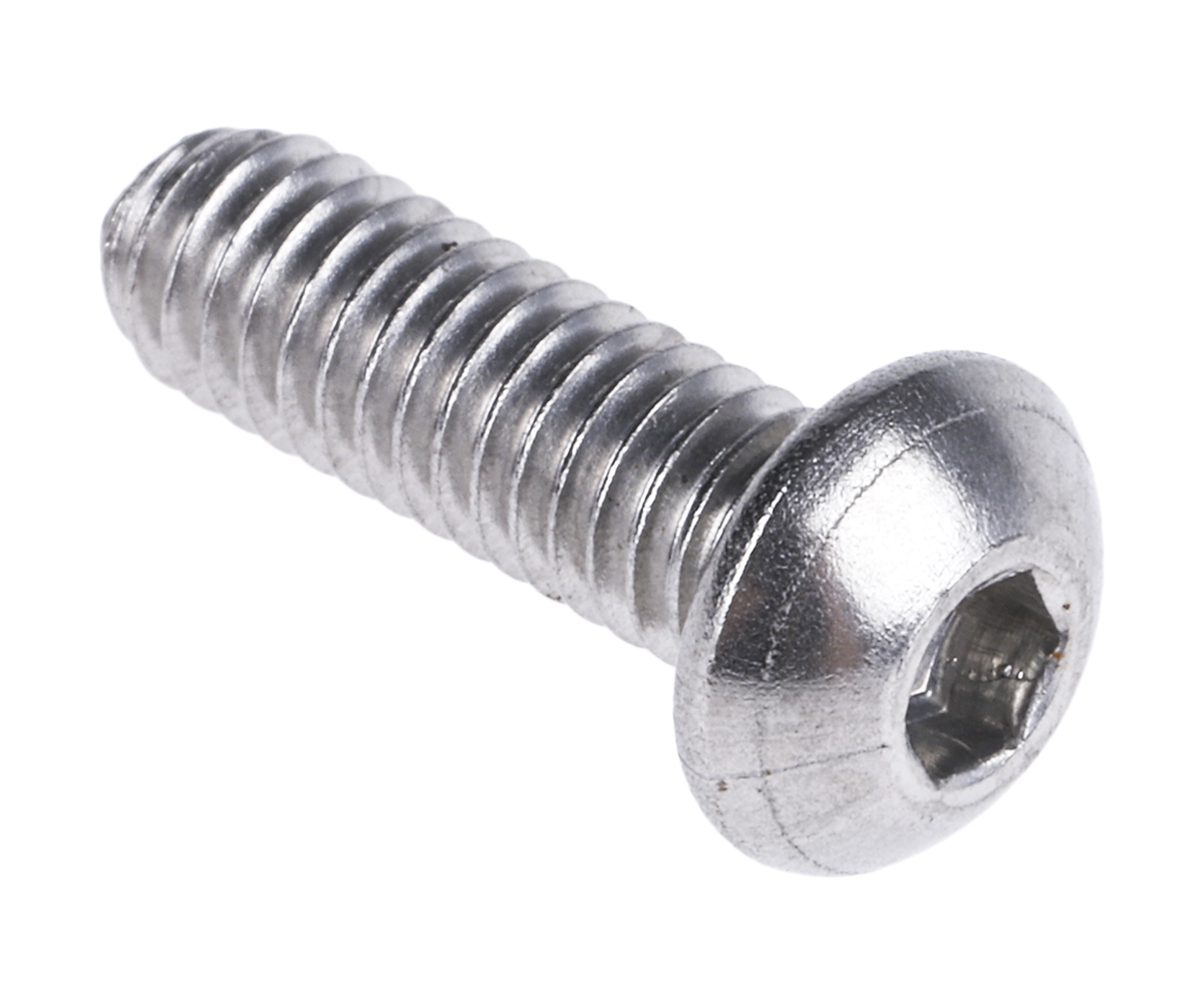 RS PRO Stainless Steel Hex Socket Button Screw, ISO 7380, M4 x 12mm