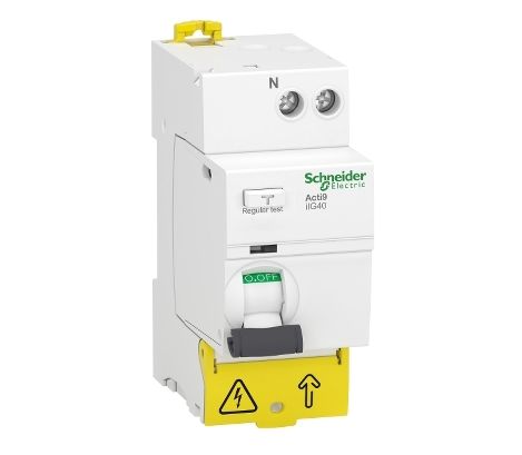 Schneider Electric Acti9 iIG40 RCCB, 63A, 1+N Pole, 30mA, Type AC, 220 → 240V ac
