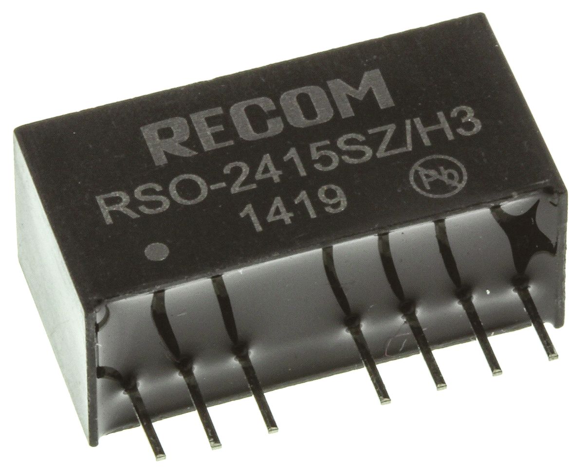 Recom RSO DC-DC Converter, 15V dc/ 67mA Output, 9 → 36 V dc Input, 1W, Through Hole, +85°C Max Temp -40°C Min
