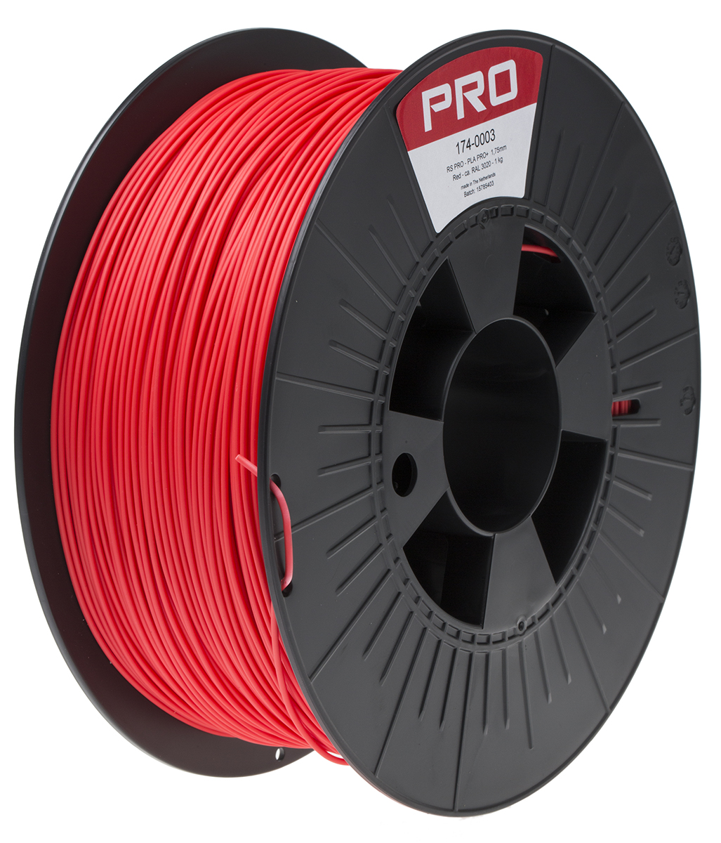 RS PRO 1.75mm Red PLA-X3 3D Printer Filament, 1kg