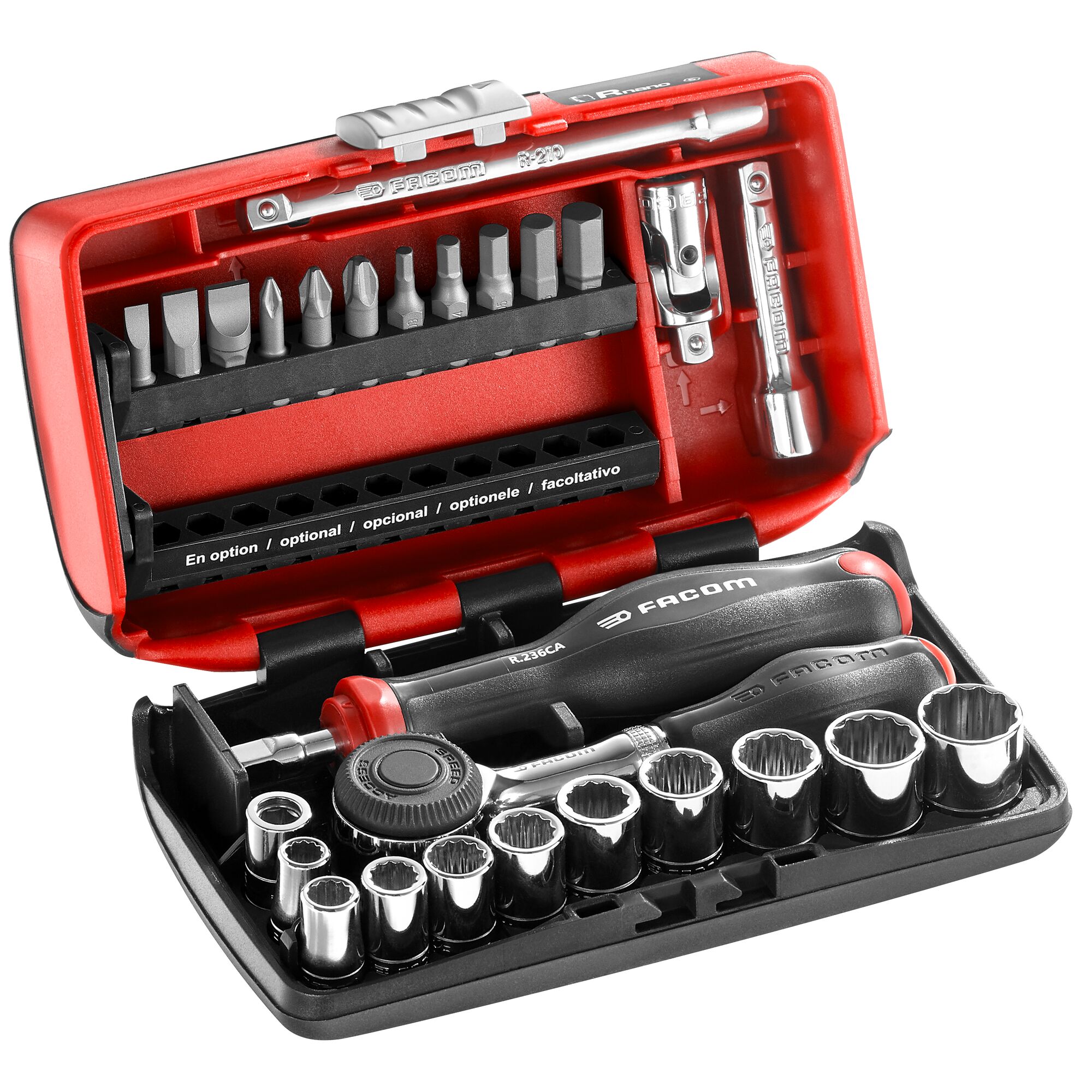 Facom 27-Piece Imperial 1/4 in Standard Socket/Bit Set with Ratchet, 12 point