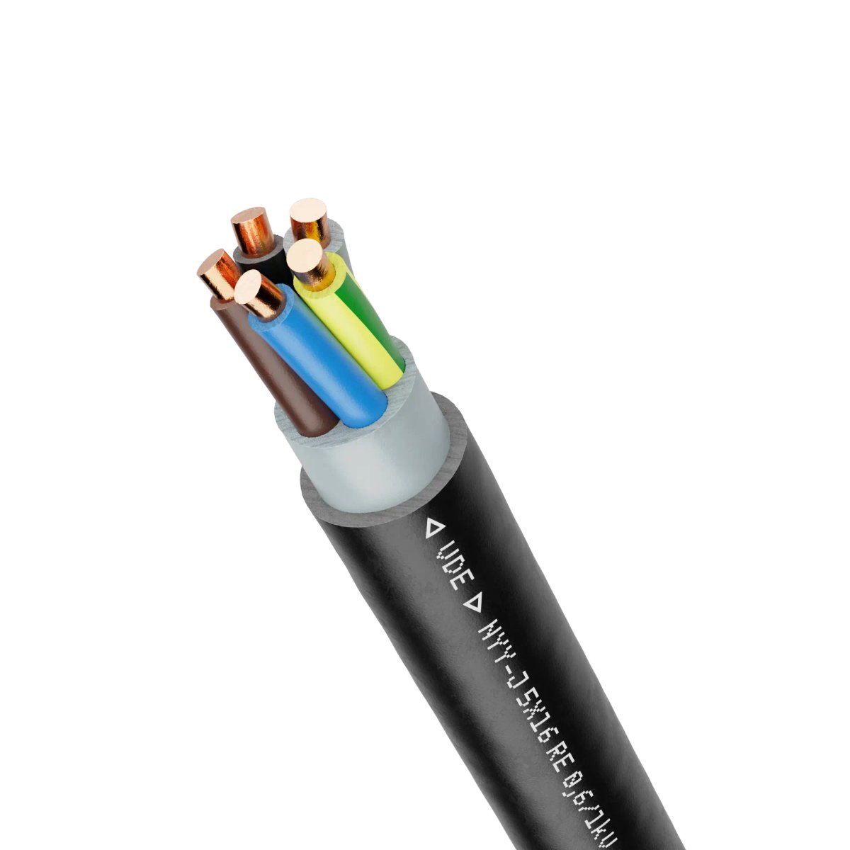Lapp NYY-J 16 mm² 5 Core Power Cable, Black PVC, 50m