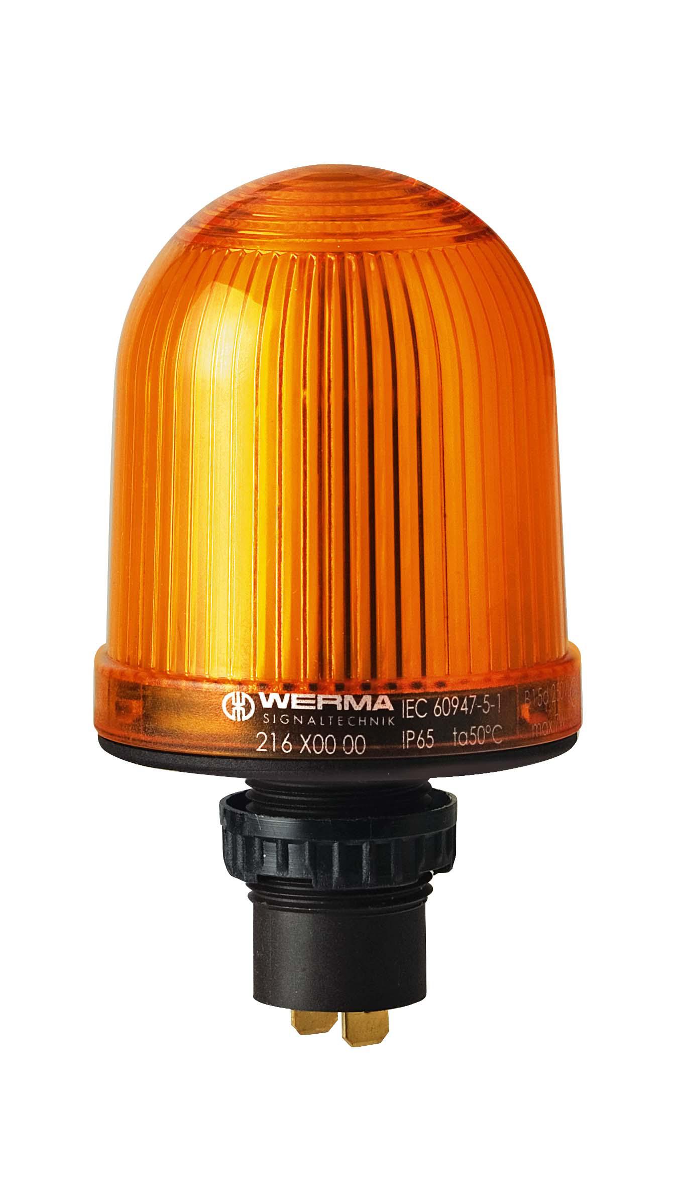 Werma 216 Series Yellow Continuous lighting Beacon, 48 V, Built-in Mounting, Filament Bulb