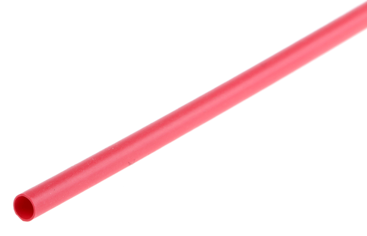 TE Connectivity Heat Shrink Tubing, Red 2.4mm Sleeve Dia. x 1.2m Length 2:1 Ratio, RNF-100 Series