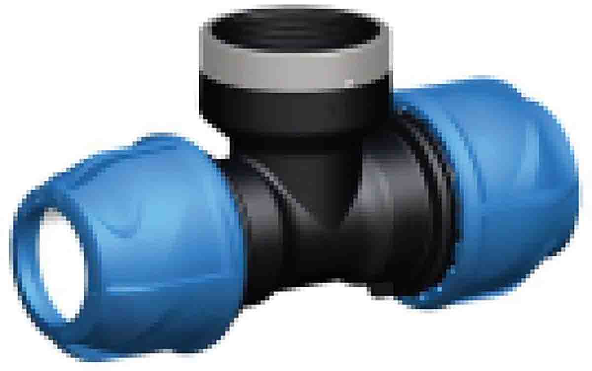 Georg Fischer Plastic Pipe Fitting, 90° Threaded Tee, 25mm, Rp 3/4in