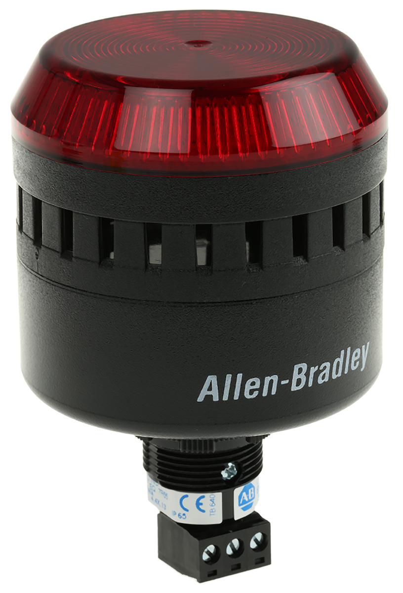 Allen Bradley 855PC Series Red Sounder Beacon, 24 V ac/dc, Panel Mount, 103dB at 1 Metre
