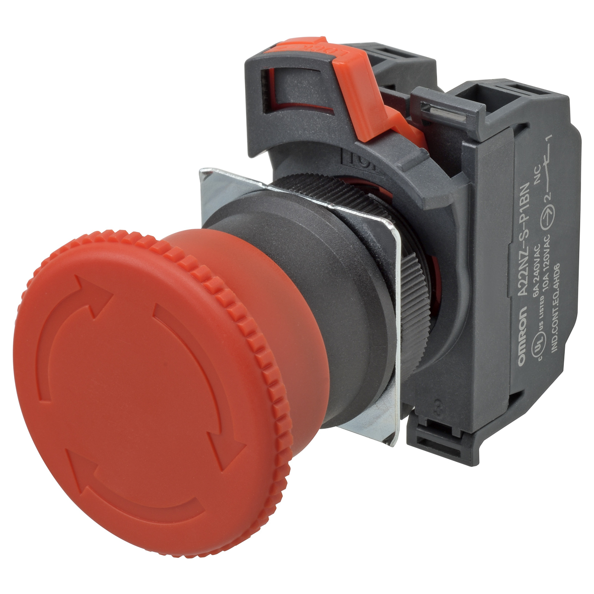 Omron A22NE-P Series Twist Release Emergency Stop Push Button, Panel Mount, 22mm Cutout, 2NC, IP65