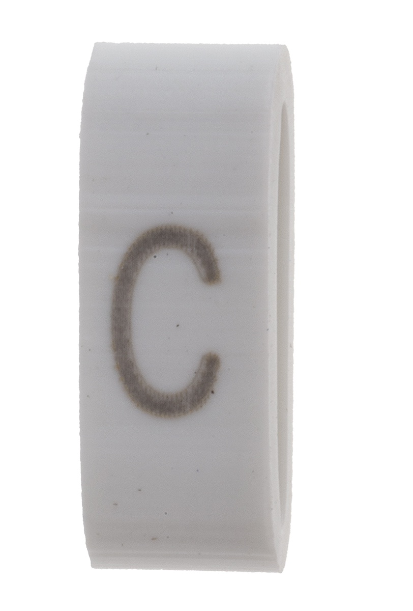 HellermannTyton HODS85 Slide On Cable Markers, Black on White, Pre-printed "C", 1.8 → 6.3mm Cable, 531-07863