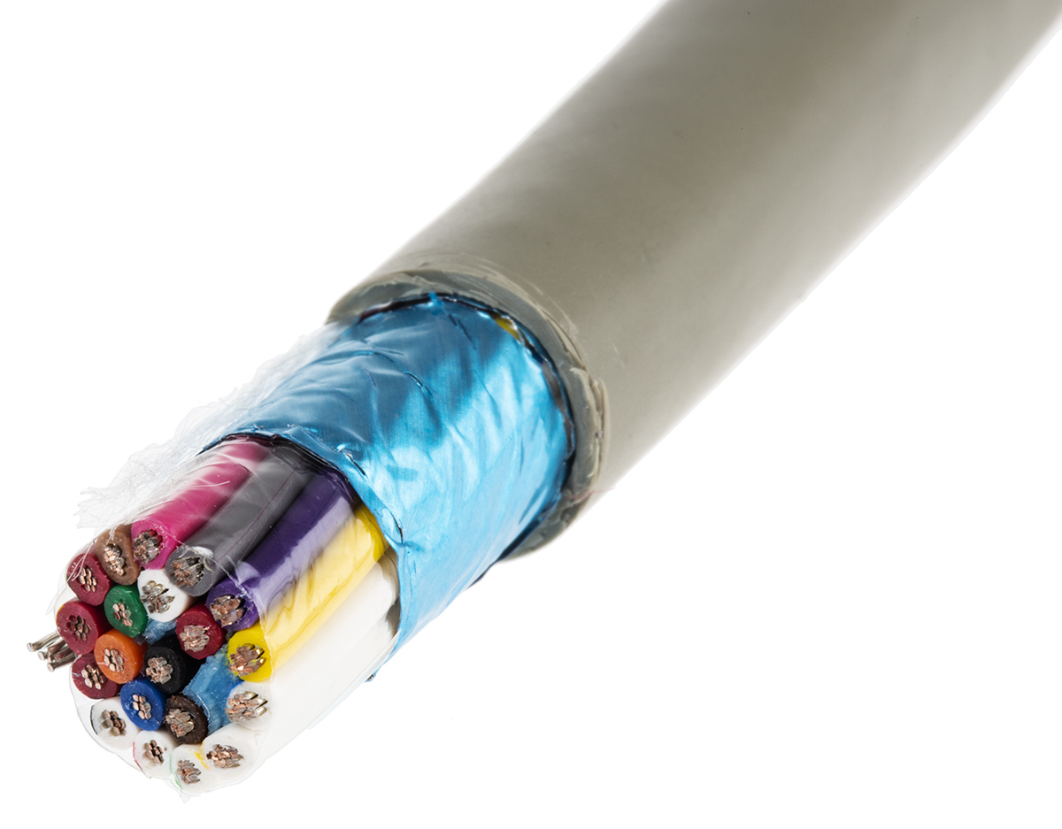 Alpha Wire ProTekt Series Data Cable, 20 Cores, 0.23 mm², Screened, 24 AWG, 100m, Screened Shield, Multi Conductor Cable