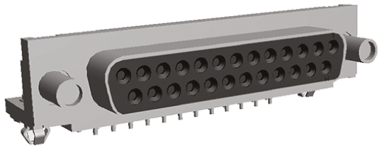 TE Connectivity Amplimite HD-20 25 Way Right Angle Through Hole D-sub Connector Socket, with 4-40 UNC Female