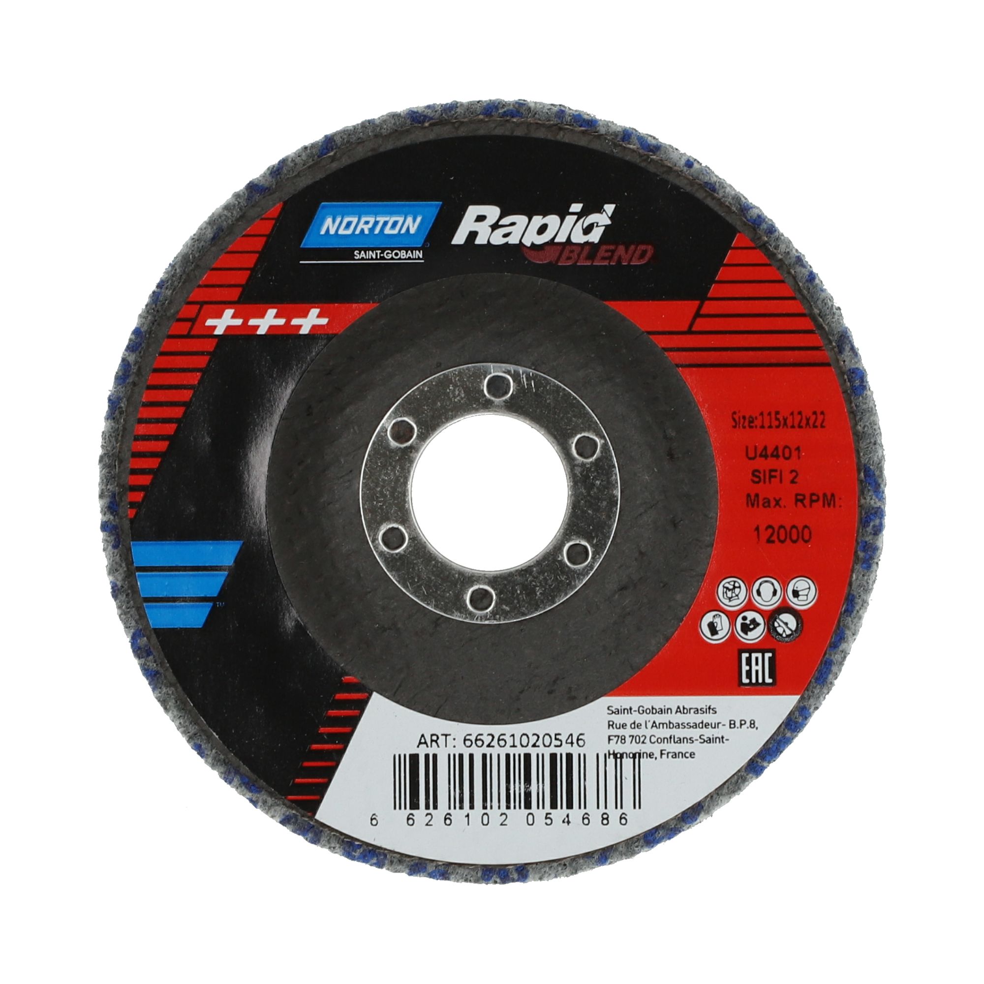 Norton Nex Zirconium Oxide Blending Disc, 114.3mm x 12mm Thick