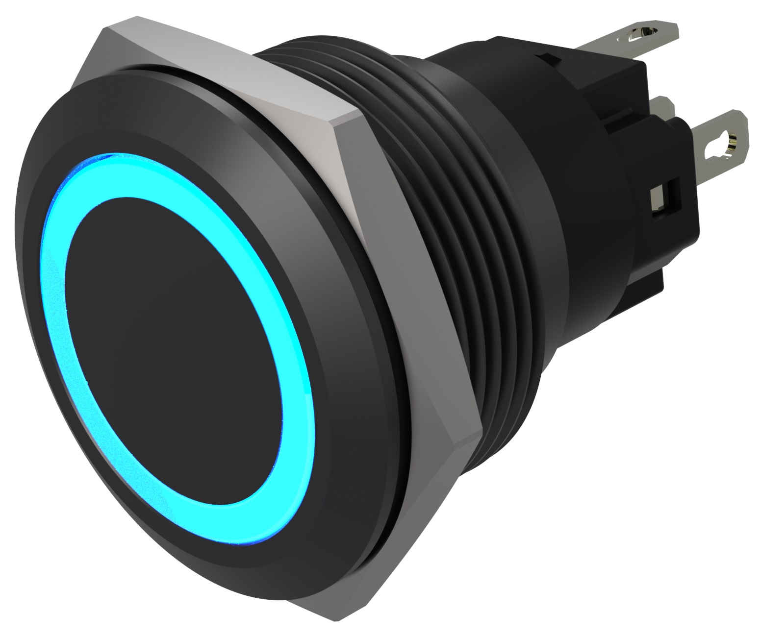 EAO Series 82 Series Illuminated Push Button Switch, Momentary, Flush Mount, 22mm Cutout, SPST, SPST, Blue LED, 24V,