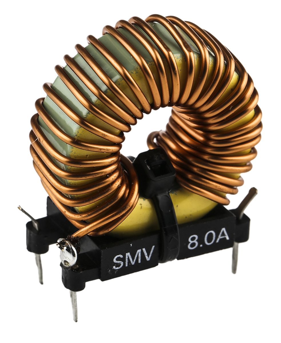 Roxburgh EMC 90 μH Ferrite Leaded Inductor, 8A Idc, 25mΩ Rdc 250 V ac, SMV