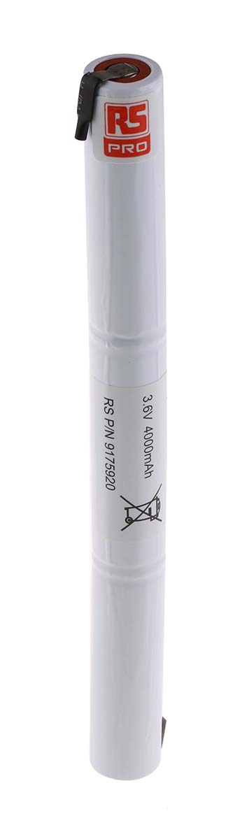 RS PRO 3.6V NiMH Rechargeable Battery Pack, 4Ah - Pack of 1